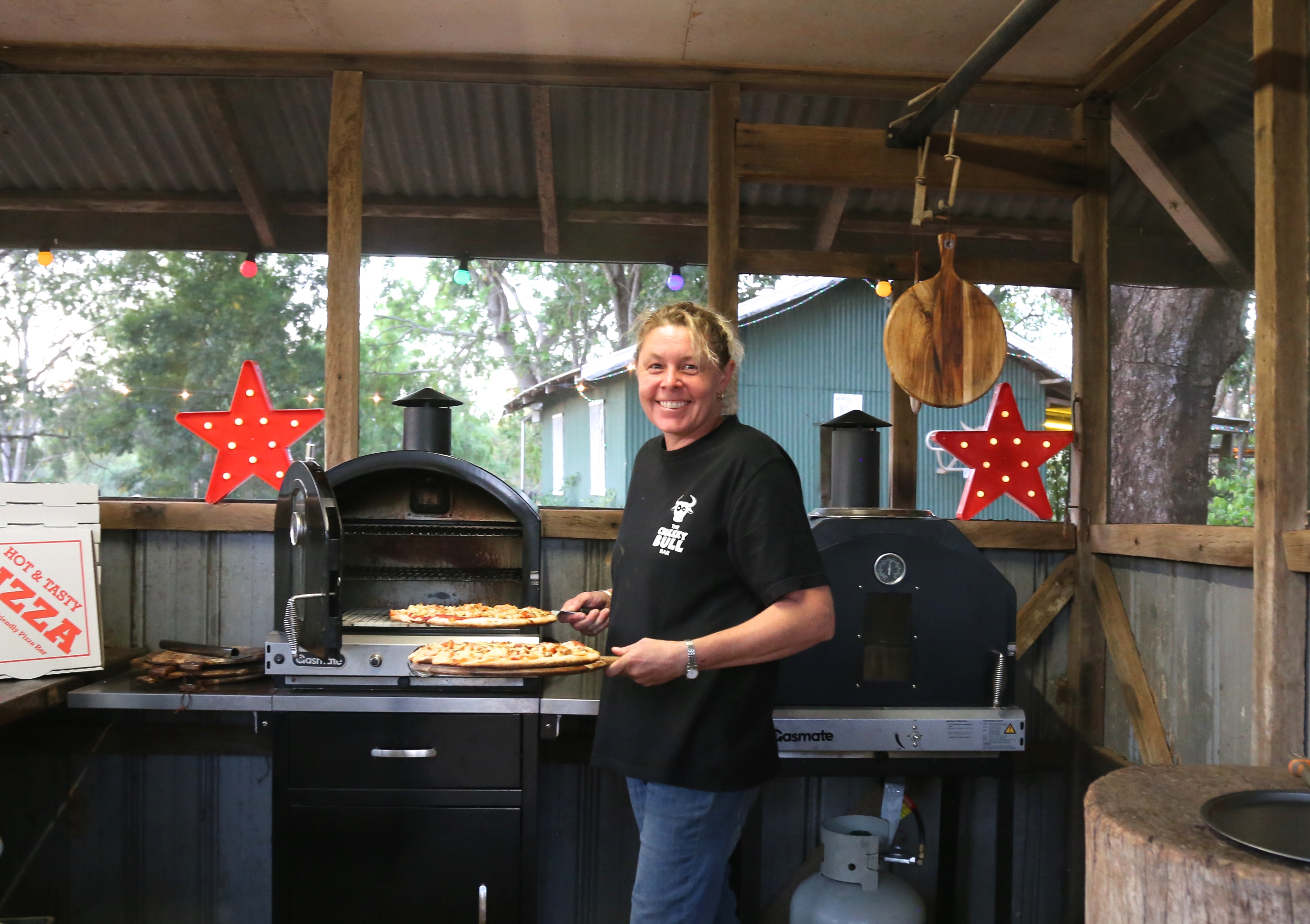 The Cheeky Bull Bar Pizza. Out back Bar and Pizza all dry season 